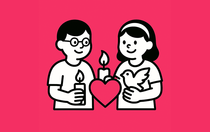 Dos estudiantes observan una planta con una lupa y un libro abierto, representando la exploración científica y el cuidado del medio ambiente.